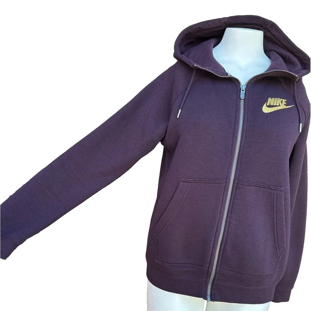Nike Hoodie Womens M Fleece Rally Funnel Neck Hoodie Sweatshirt Purple Pockets‎